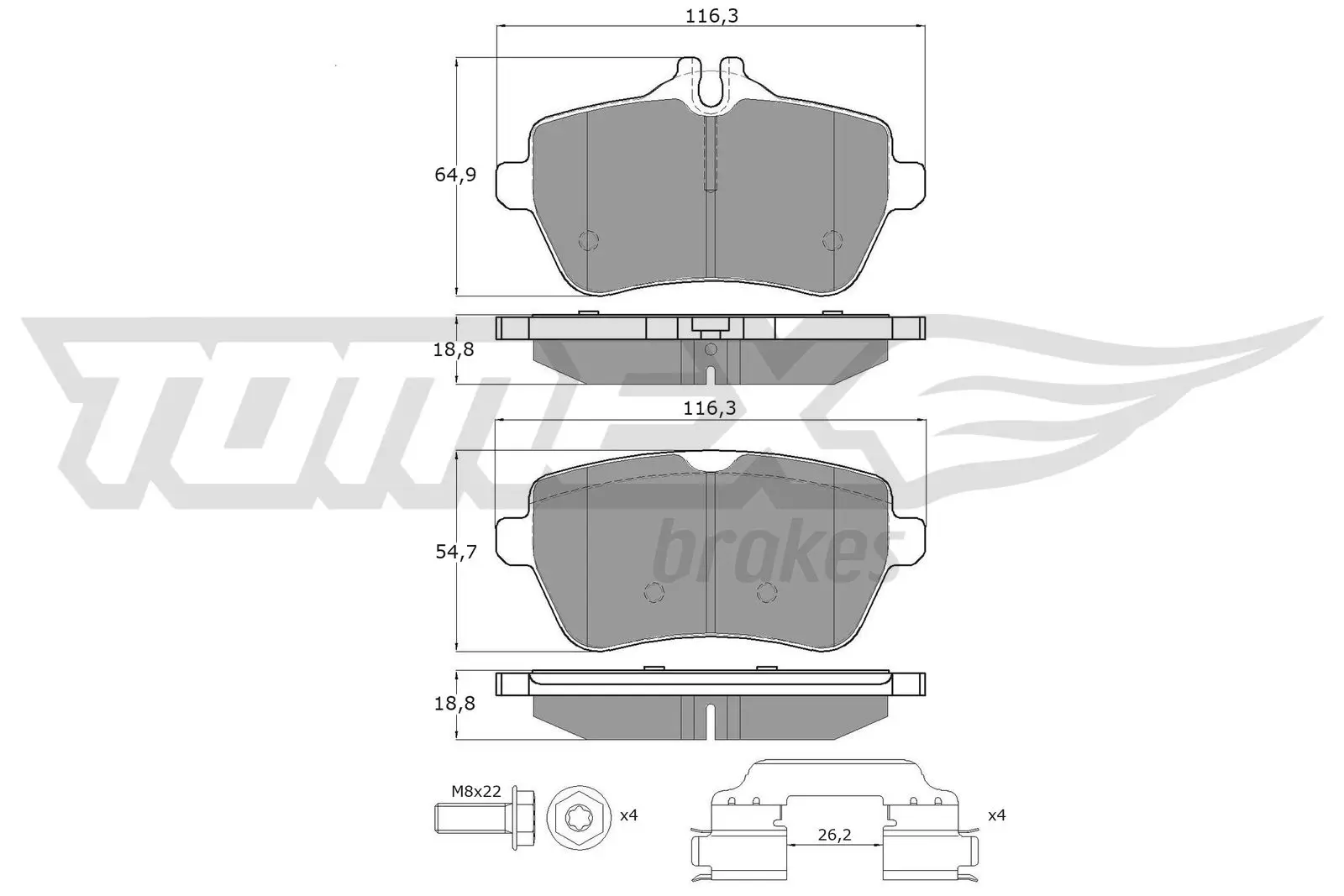 Bremsbelagsatz, Scheibenbremse TOMEX Brakes TX 18-78