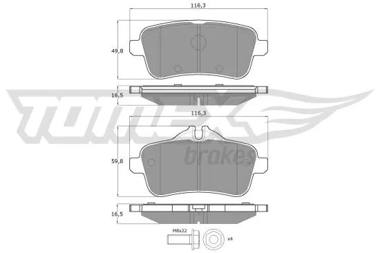 Bremsbelagsatz, Scheibenbremse Hinterachse TOMEX Brakes TX 18-79 Bild Bremsbelagsatz, Scheibenbremse Hinterachse TOMEX Brakes TX 18-79