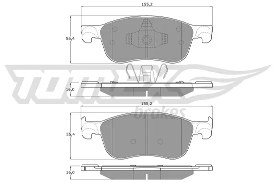 Bremsbelagsatz, Scheibenbremse Vorderachse TOMEX Brakes TX 18-90 Bild Bremsbelagsatz, Scheibenbremse Vorderachse TOMEX Brakes TX 18-90