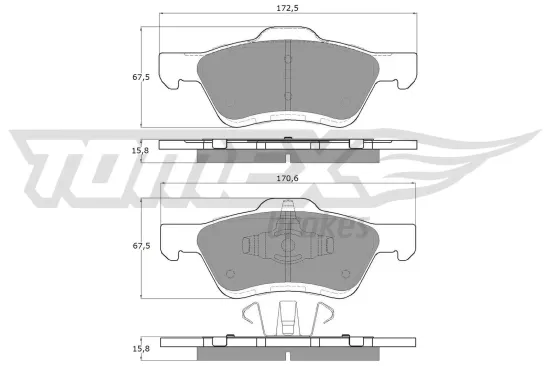 Bremsbelagsatz, Scheibenbremse Vorderachse TOMEX Brakes TX 18-94 Bild Bremsbelagsatz, Scheibenbremse Vorderachse TOMEX Brakes TX 18-94