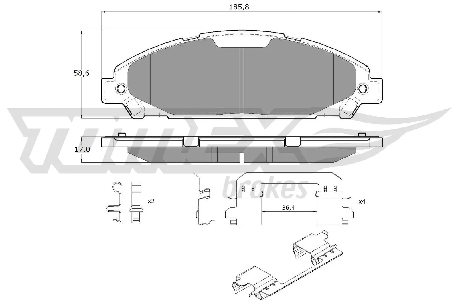 Bremsbelagsatz, Scheibenbremse Vorderachse TOMEX Brakes TX 18-96