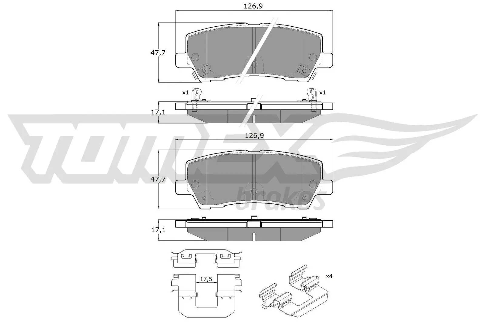 Bremsbelagsatz, Scheibenbremse Hinterachse TOMEX Brakes TX 18-97