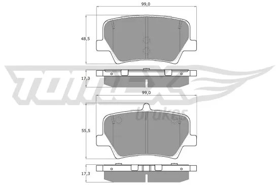 Bremsbelagsatz, Scheibenbremse Hinterachse TOMEX Brakes TX 19-17 Bild Bremsbelagsatz, Scheibenbremse Hinterachse TOMEX Brakes TX 19-17