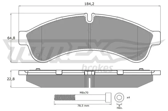Bremsbelagsatz, Scheibenbremse Hinterachse TOMEX Brakes TX 19-30 Bild Bremsbelagsatz, Scheibenbremse Hinterachse TOMEX Brakes TX 19-30