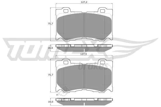 Bremsbelagsatz, Scheibenbremse Vorderachse TOMEX Brakes TX 19-38 Bild Bremsbelagsatz, Scheibenbremse Vorderachse TOMEX Brakes TX 19-38