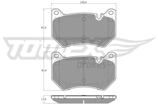 Bremsbelagsatz, Scheibenbremse Vorderachse TOMEX Brakes TX 19-43 Bild Bremsbelagsatz, Scheibenbremse Vorderachse TOMEX Brakes TX 19-43
