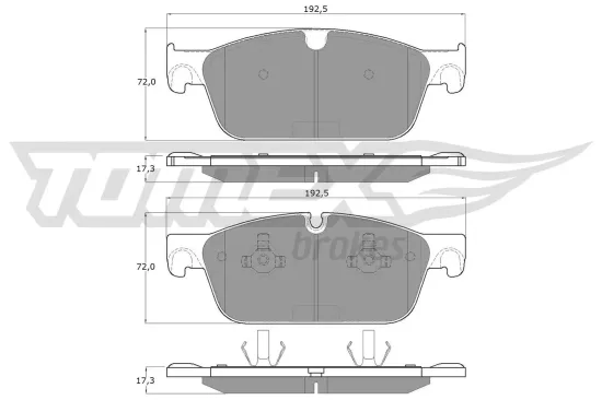 Bremsbelagsatz, Scheibenbremse Vorderachse TOMEX Brakes TX 19-50 Bild Bremsbelagsatz, Scheibenbremse Vorderachse TOMEX Brakes TX 19-50