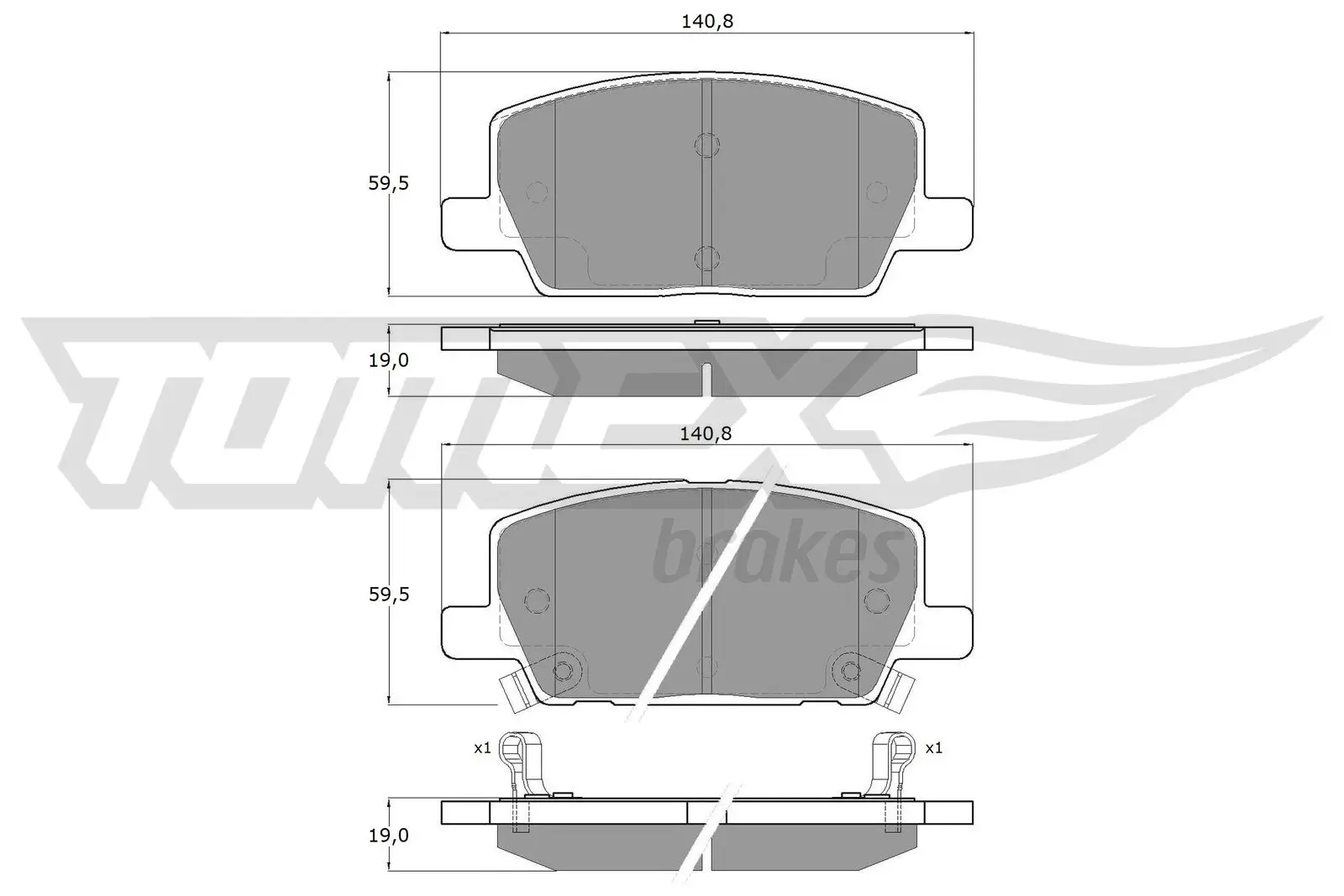 Bremsbelagsatz, Scheibenbremse Vorderachse TOMEX Brakes TX 19-55