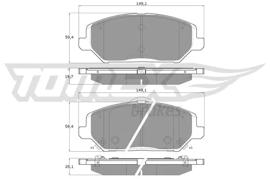 Bremsbelagsatz, Scheibenbremse Vorderachse TOMEX Brakes TX 19-59 Bild Bremsbelagsatz, Scheibenbremse Vorderachse TOMEX Brakes TX 19-59