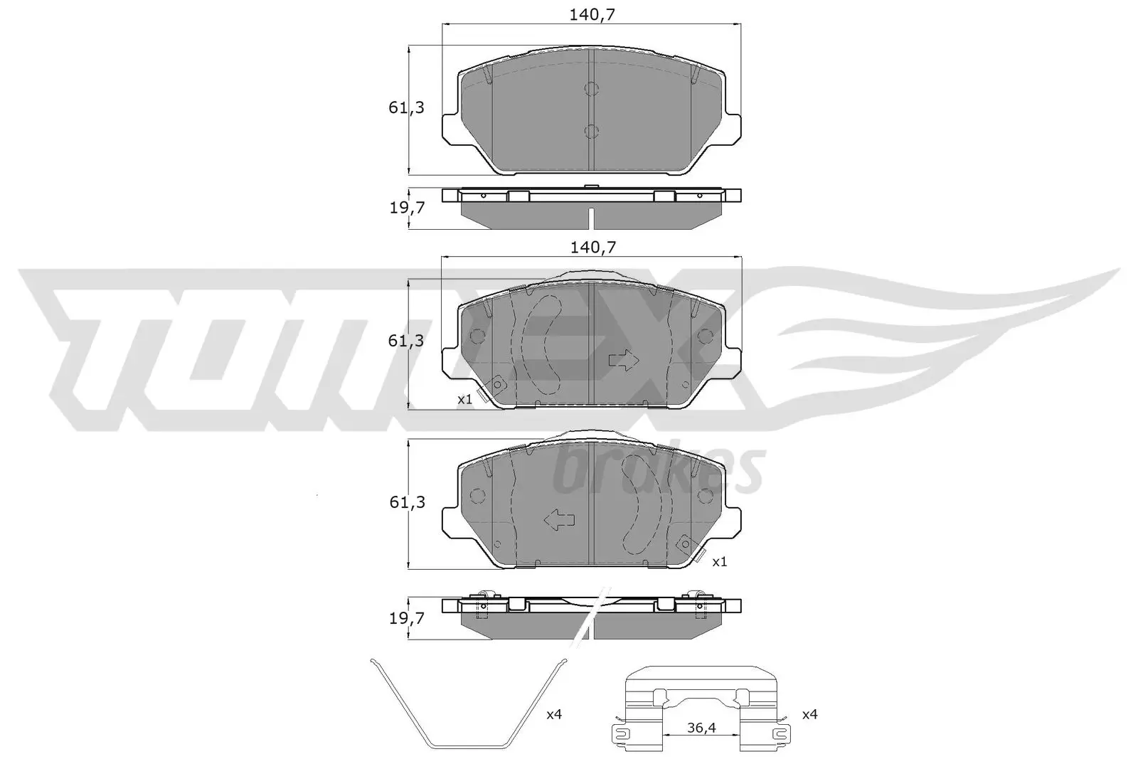 Bremsbelagsatz, Scheibenbremse TOMEX Brakes TX 19-60