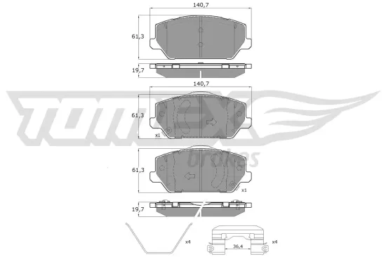 Bremsbelagsatz, Scheibenbremse TOMEX Brakes TX 19-60 Bild Bremsbelagsatz, Scheibenbremse TOMEX Brakes TX 19-60