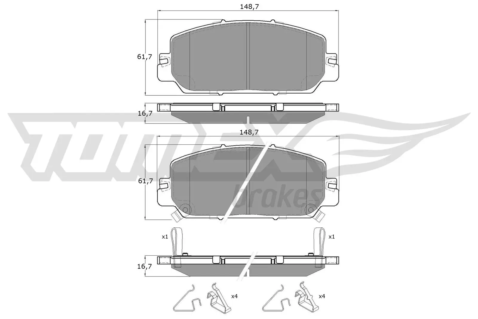 Bremsbelagsatz, Scheibenbremse Vorderachse TOMEX Brakes TX 19-65