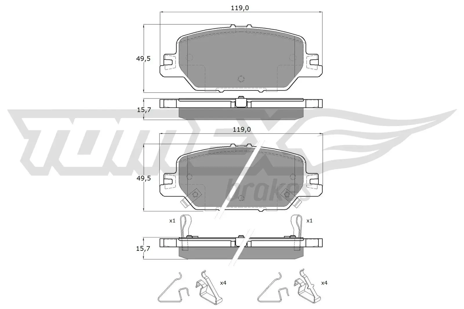 Bremsbelagsatz, Scheibenbremse Hinterachse TOMEX Brakes TX 19-66