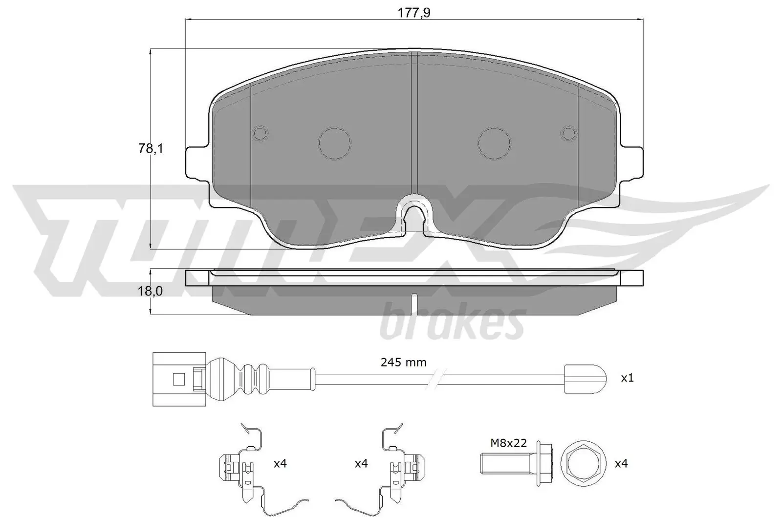 Bremsbelagsatz, Scheibenbremse Vorderachse TOMEX Brakes TX 19-87
