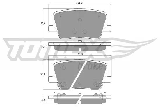 Bremsbelagsatz, Scheibenbremse Hinterachse TOMEX Brakes TX 19-88 Bild Bremsbelagsatz, Scheibenbremse Hinterachse TOMEX Brakes TX 19-88