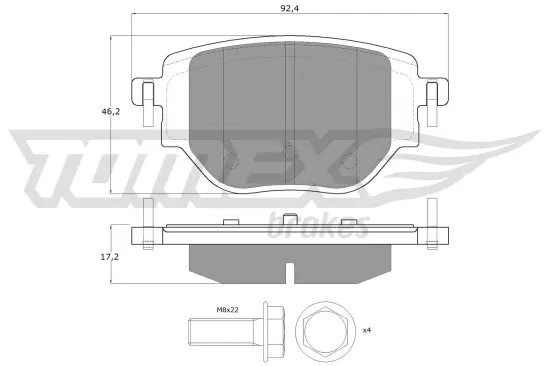 Bremsbelagsatz, Scheibenbremse Hinterachse TOMEX Brakes TX 19-91 Bild Bremsbelagsatz, Scheibenbremse Hinterachse TOMEX Brakes TX 19-91