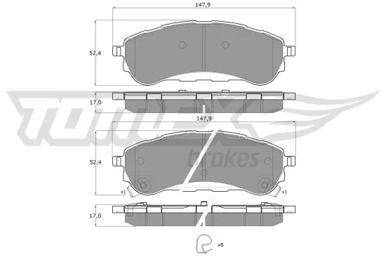 Bremsbelagsatz, Scheibenbremse TOMEX Brakes TX 19-94 Bild Bremsbelagsatz, Scheibenbremse TOMEX Brakes TX 19-94