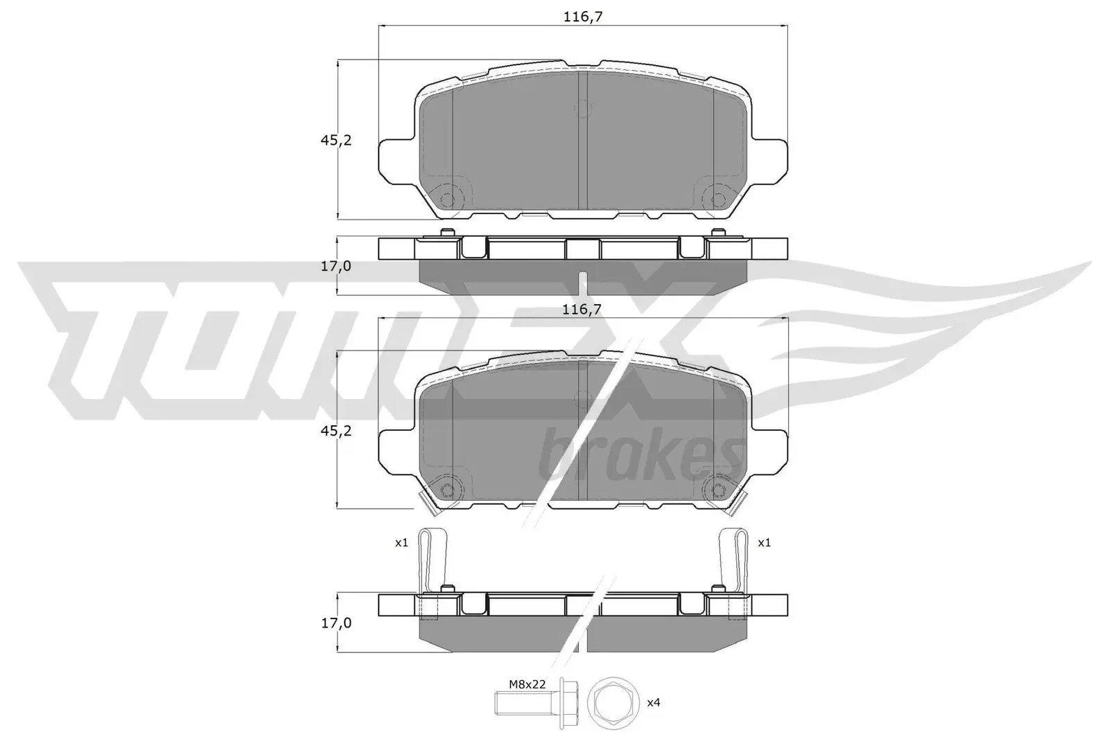 Bremsbelagsatz, Scheibenbremse Hinterachse TOMEX Brakes TX 19-99