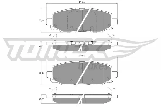 Bremsbelagsatz, Scheibenbremse Hinterachse TOMEX Brakes TX 60-04 Bild Bremsbelagsatz, Scheibenbremse Hinterachse TOMEX Brakes TX 60-04
