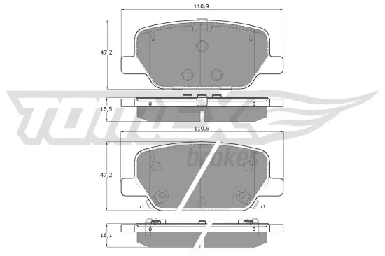 Bremsbelagsatz, Scheibenbremse Hinterachse TOMEX Brakes TX 60-06 Bild Bremsbelagsatz, Scheibenbremse Hinterachse TOMEX Brakes TX 60-06