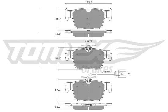Bremsbelagsatz, Scheibenbremse Hinterachse TOMEX Brakes TX 60-101 Bild Bremsbelagsatz, Scheibenbremse Hinterachse TOMEX Brakes TX 60-101