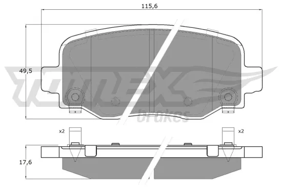 Bremsbelagsatz, Scheibenbremse Hinterachse TOMEX Brakes TX 60-12 Bild Bremsbelagsatz, Scheibenbremse Hinterachse TOMEX Brakes TX 60-12