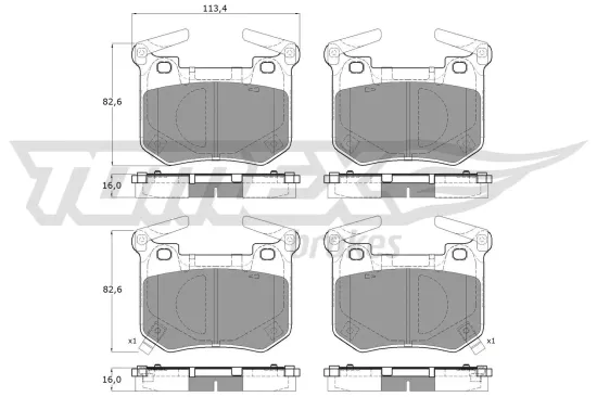 Bremsbelagsatz, Scheibenbremse Hinterachse TOMEX Brakes TX 60-14 Bild Bremsbelagsatz, Scheibenbremse Hinterachse TOMEX Brakes TX 60-14