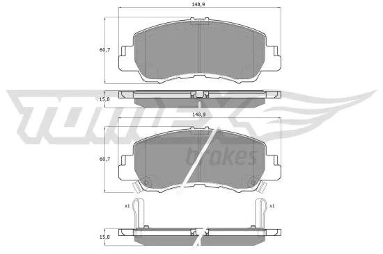 Bremsbelagsatz, Scheibenbremse Vorderachse TOMEX Brakes TX 60-15 Bild Bremsbelagsatz, Scheibenbremse Vorderachse TOMEX Brakes TX 60-15