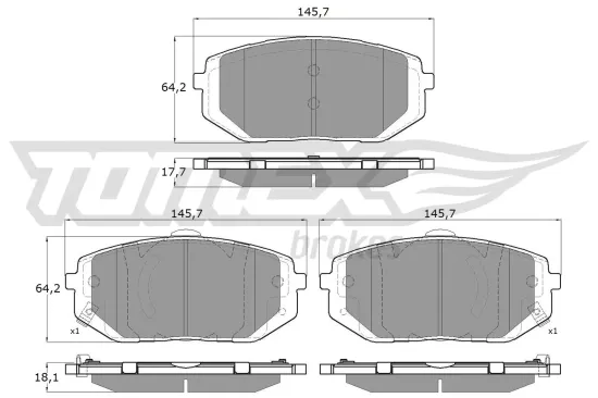 Bremsbelagsatz, Scheibenbremse TOMEX Brakes TX 60-17 Bild Bremsbelagsatz, Scheibenbremse TOMEX Brakes TX 60-17