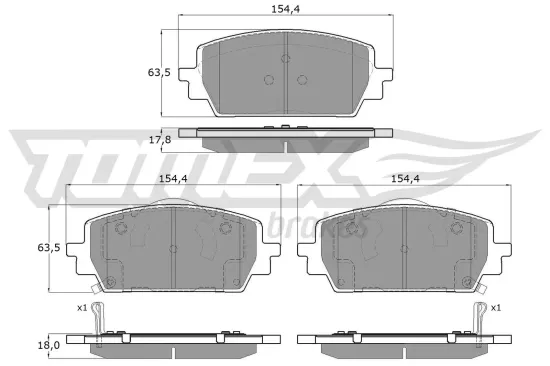 Bremsbelagsatz, Scheibenbremse TOMEX Brakes TX 60-18 Bild Bremsbelagsatz, Scheibenbremse TOMEX Brakes TX 60-18