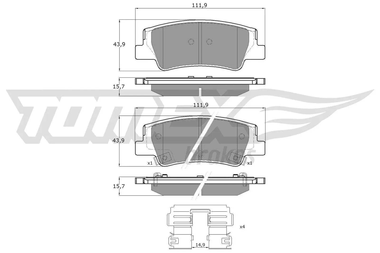 Bremsbelagsatz, Scheibenbremse Hinterachse TOMEX Brakes TX 60-26