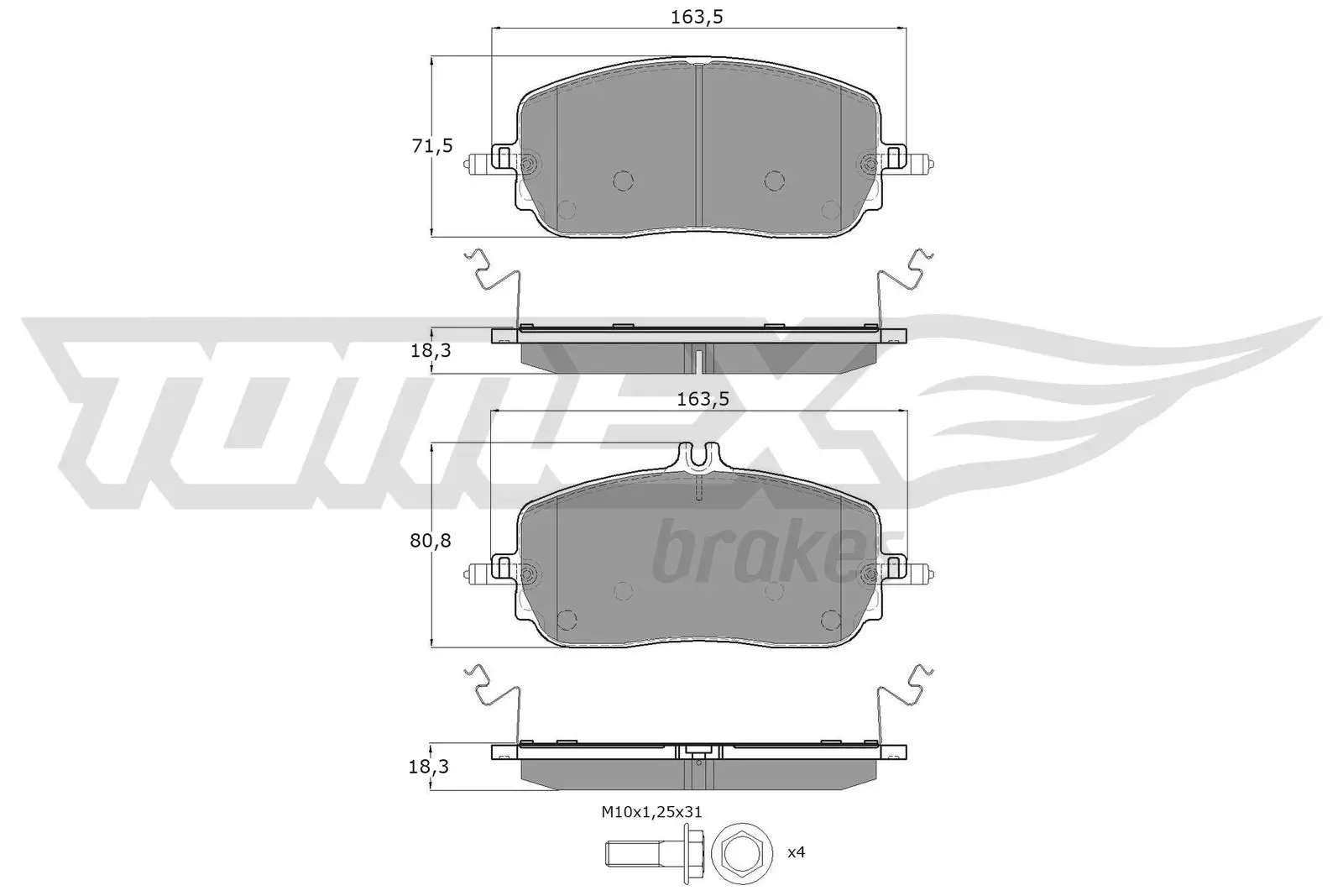 Bremsbelagsatz, Scheibenbremse Vorderachse TOMEX Brakes TX 60-30