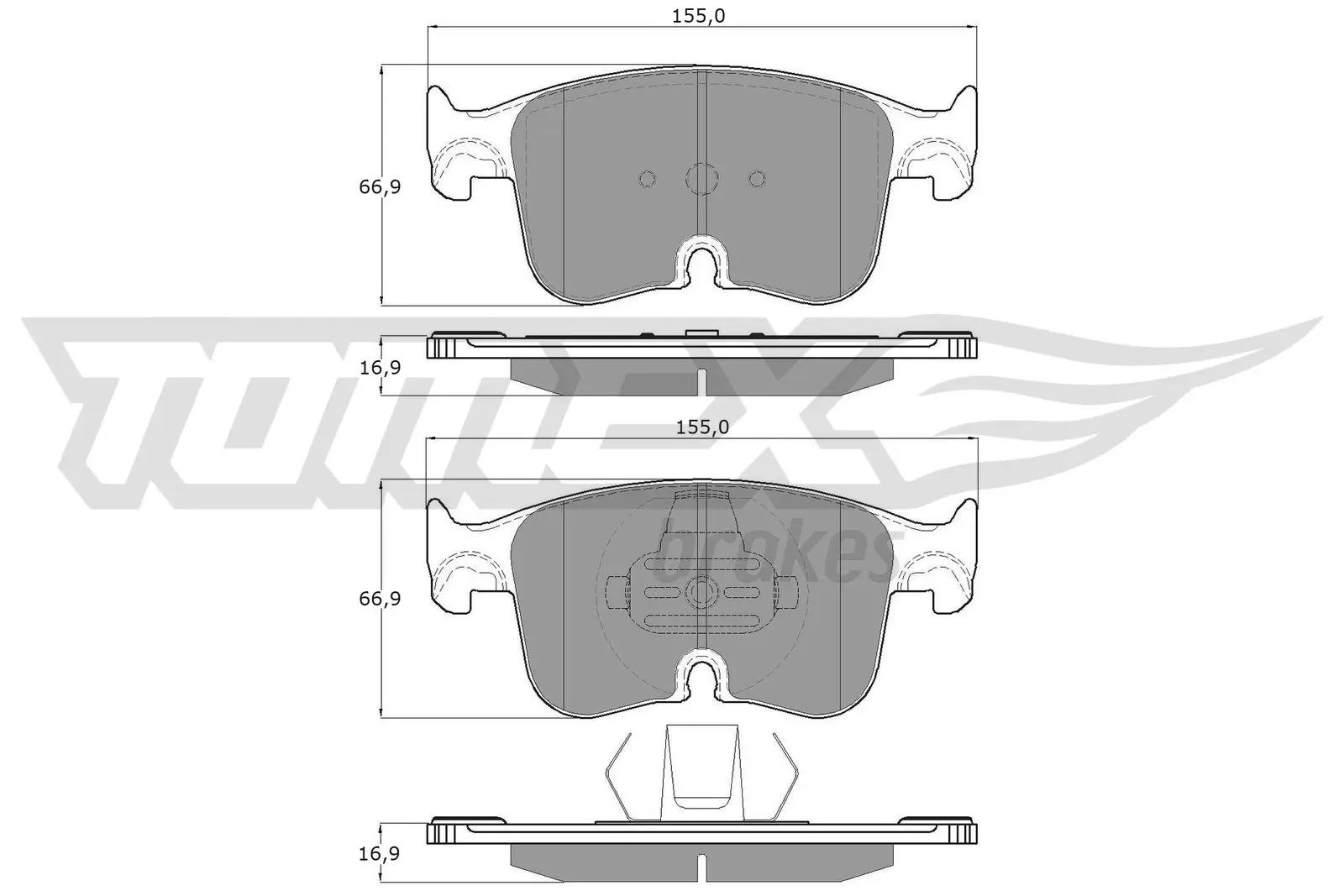 Bremsbelagsatz, Scheibenbremse Vorderachse TOMEX Brakes TX 60-34