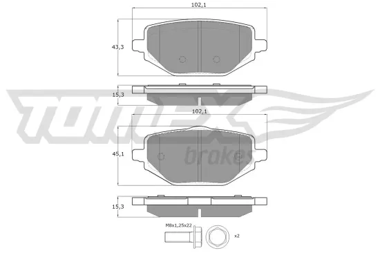Bremsbelagsatz, Scheibenbremse Hinterachse TOMEX Brakes TX 60-42 Bild Bremsbelagsatz, Scheibenbremse Hinterachse TOMEX Brakes TX 60-42