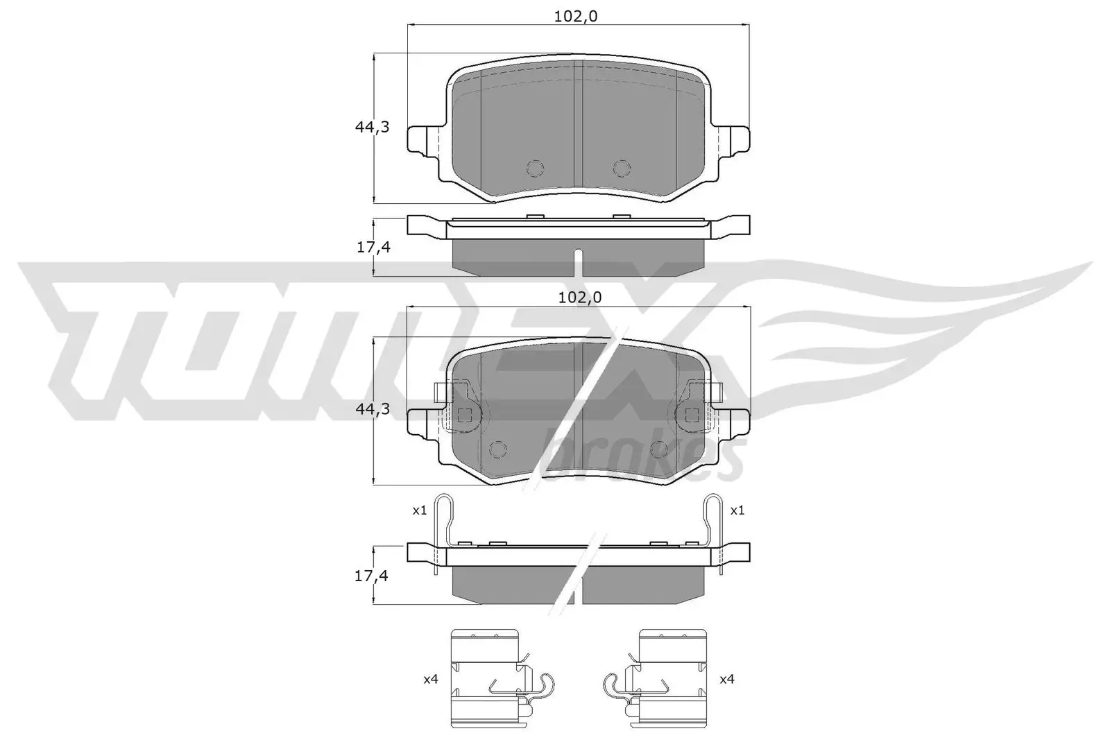 Bremsbelagsatz, Scheibenbremse Hinterachse TOMEX Brakes TX 60-44