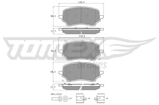 Bremsbelagsatz, Scheibenbremse Vorderachse TOMEX Brakes TX 60-46 Bild Bremsbelagsatz, Scheibenbremse Vorderachse TOMEX Brakes TX 60-46