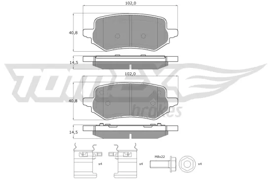 Bremsbelagsatz, Scheibenbremse Hinterachse TOMEX Brakes TX 60-47 Bild Bremsbelagsatz, Scheibenbremse Hinterachse TOMEX Brakes TX 60-47