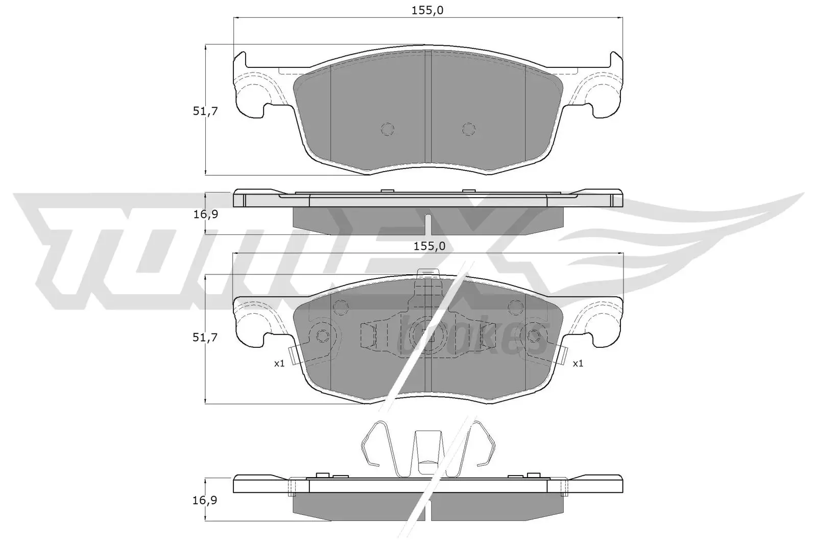 Bremsbelagsatz, Scheibenbremse TOMEX Brakes TX 60-50