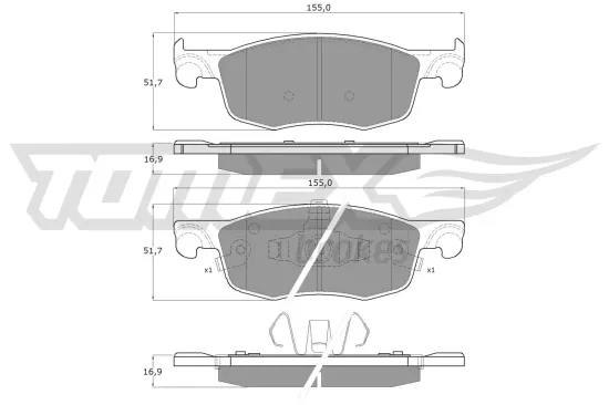 Bremsbelagsatz, Scheibenbremse TOMEX Brakes TX 60-50 Bild Bremsbelagsatz, Scheibenbremse TOMEX Brakes TX 60-50