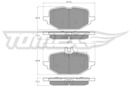 Bremsbelagsatz, Scheibenbremse Hinterachse TOMEX Brakes TX 60-53 Bild Bremsbelagsatz, Scheibenbremse Hinterachse TOMEX Brakes TX 60-53