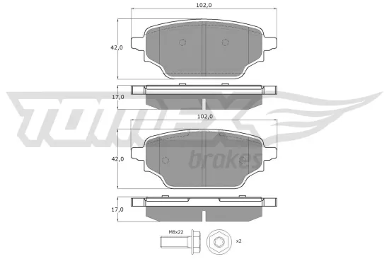 Bremsbelagsatz, Scheibenbremse Hinterachse TOMEX Brakes TX 60-66 Bild Bremsbelagsatz, Scheibenbremse Hinterachse TOMEX Brakes TX 60-66