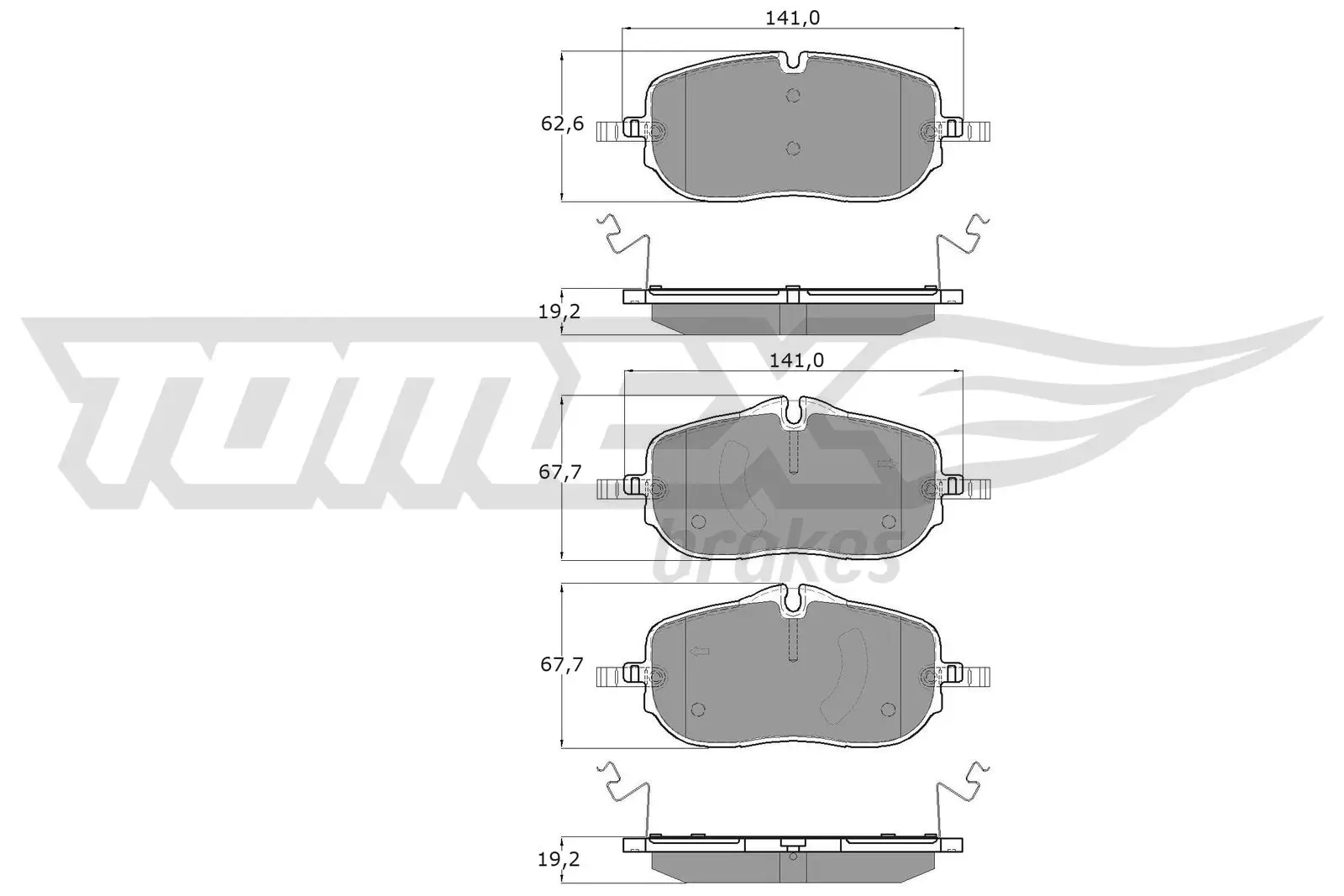 Bremsbelagsatz, Scheibenbremse Vorderachse TOMEX Brakes TX 60-72