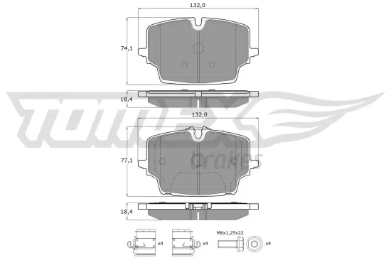 Bremsbelagsatz, Scheibenbremse Vorderachse TOMEX Brakes TX 60-76 Bild Bremsbelagsatz, Scheibenbremse Vorderachse TOMEX Brakes TX 60-76