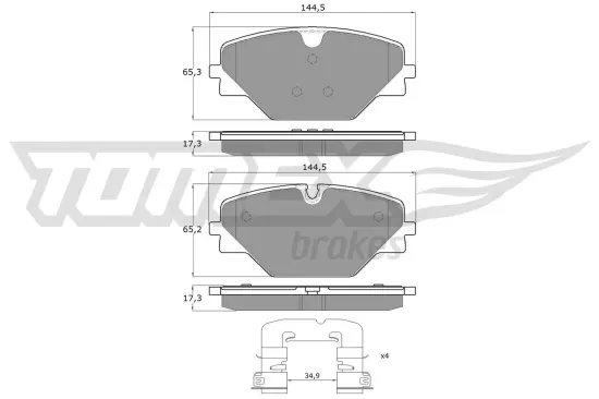 Bremsbelagsatz, Scheibenbremse Hinterachse TOMEX Brakes TX 60-82 Bild Bremsbelagsatz, Scheibenbremse Hinterachse TOMEX Brakes TX 60-82