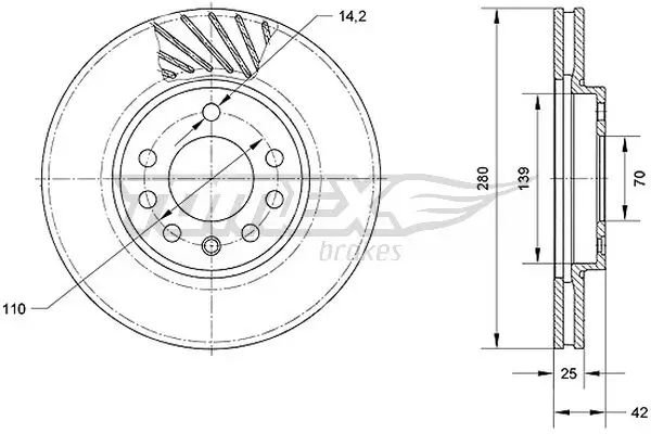 Bremsscheibe Vorderachse TOMEX Brakes TX 70-11