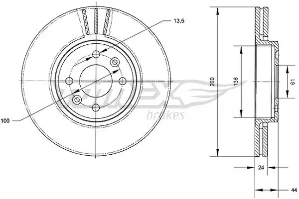 Bremsscheibe Vorderachse TOMEX Brakes TX 70-22