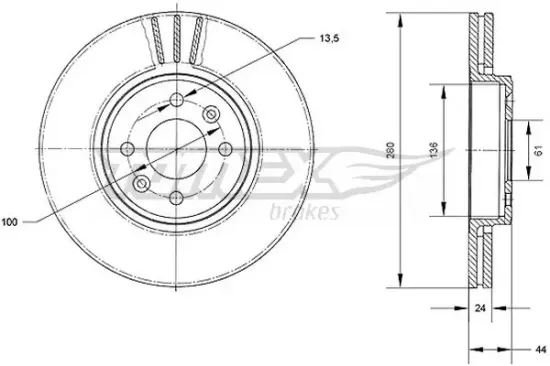 Bremsscheibe Vorderachse TOMEX Brakes TX 70-22 Bild Bremsscheibe Vorderachse TOMEX Brakes TX 70-22