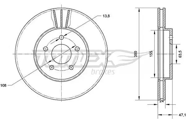 Bremsscheibe Vorderachse TOMEX Brakes TX 70-44