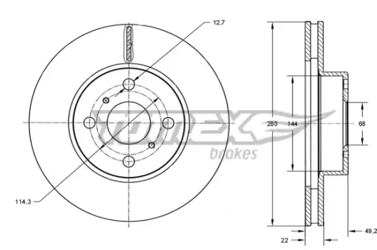 Bremsscheibe Vorderachse TOMEX Brakes TX 70-72 Bild Bremsscheibe Vorderachse TOMEX Brakes TX 70-72
