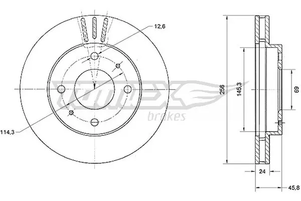 Bremsscheibe Vorderachse TOMEX Brakes TX 70-74